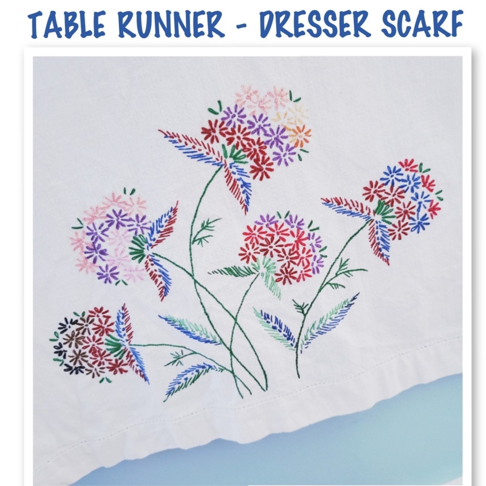 Vintage Hand Embroidered Table Runner from Greece